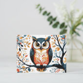 お洒落フクロウの木の枝 ポストカード (スタンド正面)