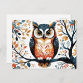 お洒落フクロウの木の枝 ポストカード (正面/裏面)