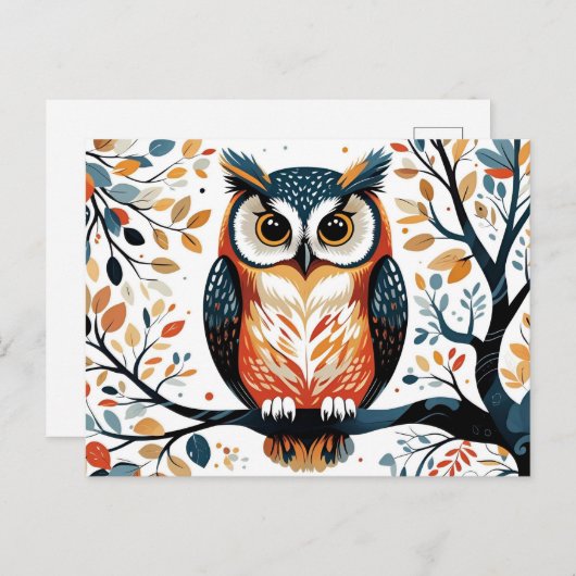 お洒落フクロウの木の枝 ポストカード (正面/裏面)