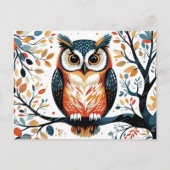 お洒落フクロウの木の枝 ポストカード (正面)