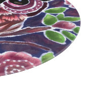 お洒落フクロウの開花枝ピンクブルー カッティングボード (角)