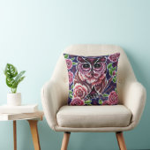 お洒落フクロウの開花枝ピンクブルー クッション (椅子)