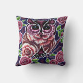 お洒落フクロウの開花枝ピンクブルー クッション (裏面)