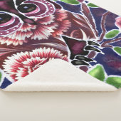 お洒落フクロウの開花枝ピンクブルー シェルパブランケット (3/4)