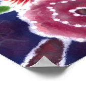 お洒落フクロウの開花枝ピンクブルー ポスター (角)