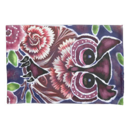 お洒落フクロウの開花枝ピンクブルー 枕カバー