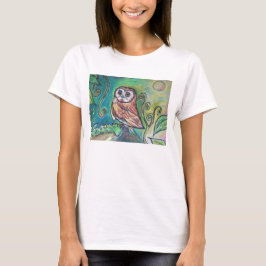 お洒落フクロウ基本タンクトップ白 Tシャツ