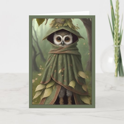 お洒落フクロウ魔法使い長い脚かわいい奇妙な動物 シーズンカード (正面)