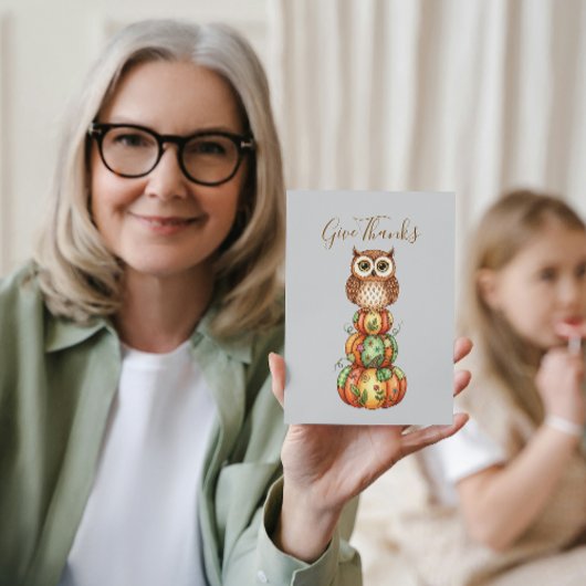 お洒落フクロウ&パッチワークかぼちゃカード シーズンカード