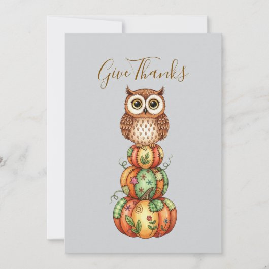 お洒落フクロウ&パッチワークかぼちゃカード シーズンカード (正面)