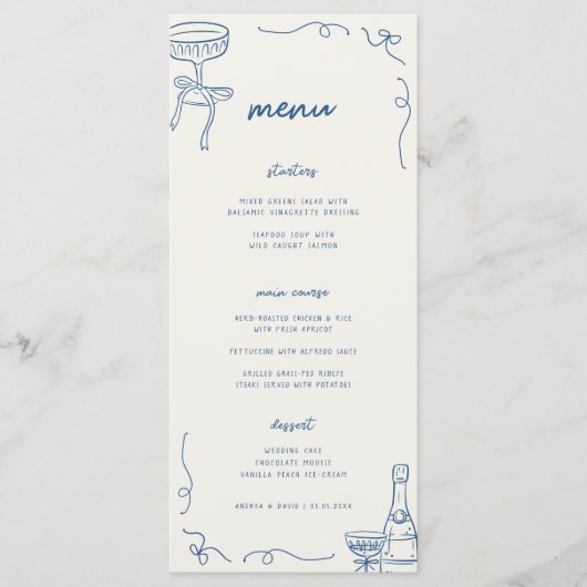 お洒落フランスのおもしろいの結婚婚約パーティ メニュー (正面)