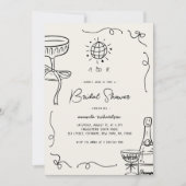 お洒落フランスのおもしろい手書きブライダルシャワー 招待状 (正面)