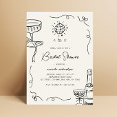 お洒落フランスのおもしろい手書きブライダルシャワー 招待状