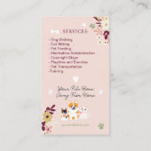 お洒落フローラかわいいクラッシーなペットシッタードッグウォーカー 名刺 (裏面)