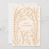 お洒落フローラつる植物かわいい誕生日パーティーカスタム 招待状 (正面)