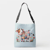 お洒落フローラアクセント付きパッチワーク牛 クロスボディバッグ (裏面)