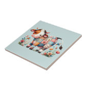 お洒落フローラアクセント付きパッチワーク牛 タイル (側面)