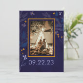 お洒落フローライラストレーションガーデンフォト結婚ズ セーブザデート (スタンド正面)