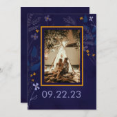 お洒落フローライラストレーションガーデンフォト結婚ズ セーブザデート (正面/裏面)