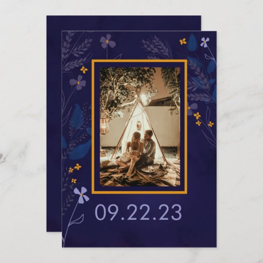 お洒落フローライラストレーションガーデンフォト結婚ズ セーブザデート