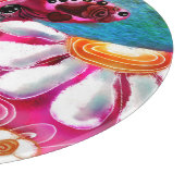 お洒落フローラカウピンクティール（緑がかった色）ブラックパーソナライズされた カッティングボード (角)