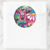 お洒落フローラカウピンクティール（緑がかった色）ブラックパーソナライズされた ラウンドシール (バッグ)