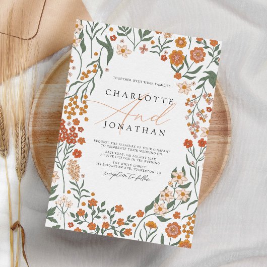 お洒落フローラカラフル結婚リース 招待状