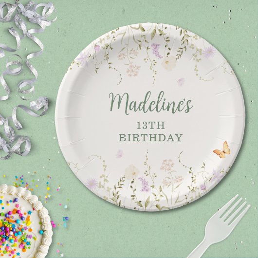 お洒落フローラガーデンパーティー誕生日 ペーパープレート