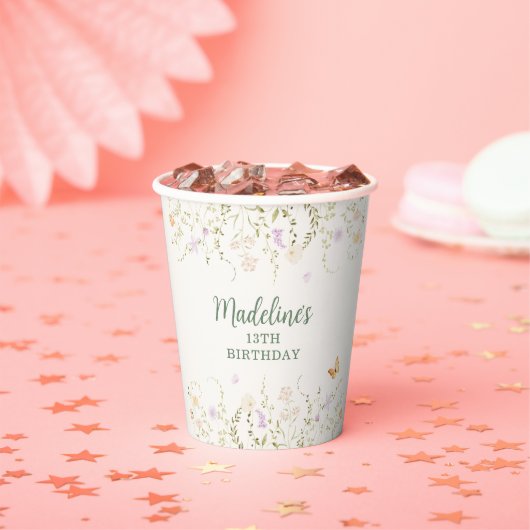 お洒落フローラガーデンパーティー誕生日 紙コップ (インサイチュ)