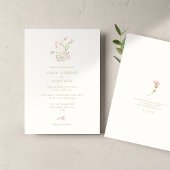 お洒落フローラコーラルピンク&アイボリーフローラ 招待状