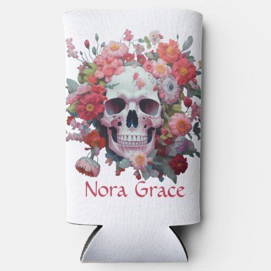 お洒落フローラスカル スリム缶クーラー (正面)