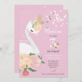 お洒落フローラスワンガールズ誕生日 招待状 (正面/裏面)