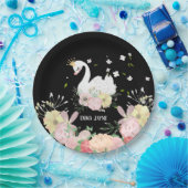 お洒落フローラスワン誕生日紙プレート ペーパープレート (パーティー)