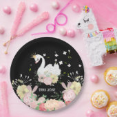 お洒落フローラスワン誕生日紙プレート ペーパープレート (パーティー)