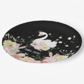 お洒落フローラスワン誕生日紙プレート ペーパープレート (アングル)