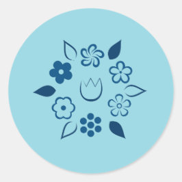 お洒落フローラダークブルー春花 ラウンドシール