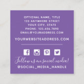 お洒落フローラバラとウッド素朴ソーシャルメディア スクエア名刺 (裏面)