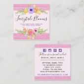 お洒落フローラバラとウッド素朴ソーシャルメディア スクエア名刺 (正面/裏面)