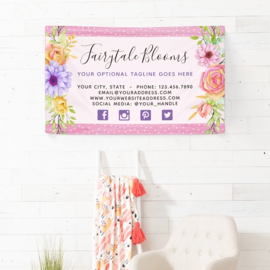 お洒落フローラバラと素朴ピンクウッドガーリー 横断幕 (インサイチュ)