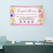 お洒落フローラバラと素朴ピンクウッドガーリー 横断幕 (トレードショー)