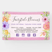 お洒落フローラバラと素朴ピンクウッドガーリー 横断幕 (横)