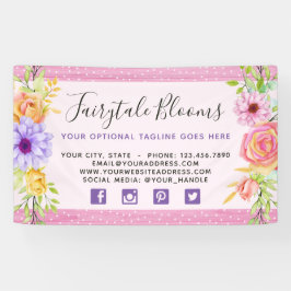 お洒落フローラバラと素朴ピンクウッドガーリー 横断幕