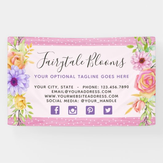 お洒落フローラバラと素朴ピンクウッドガーリー 横断幕 (横)