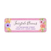お洒落フローラバラ&ピンクウッド差出人住所 ラベル (正面)