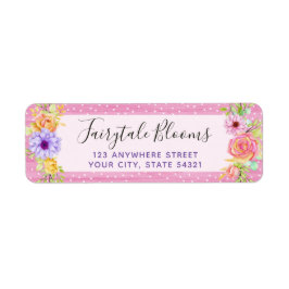 お洒落フローラバラ&ピンクウッド差出人住所 ラベル