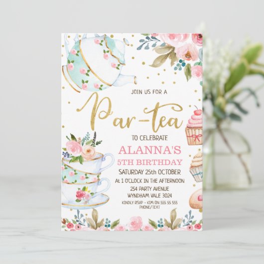 お洒落フローラパーティーパーティー誕生日 招待状 (スタンド正面)