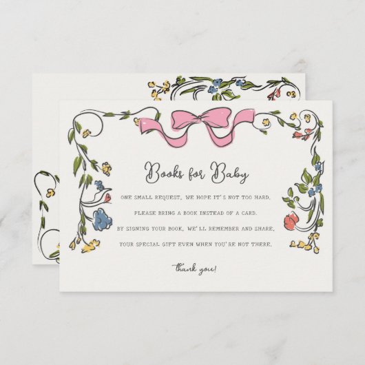 お洒落フローラブックのベビー招待状の挿入 エンクロージャーカード (正面/裏面)