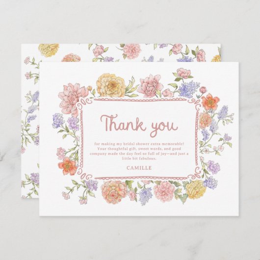 お洒落フローラブライダルシャワー サンキューカード (正面/裏面)