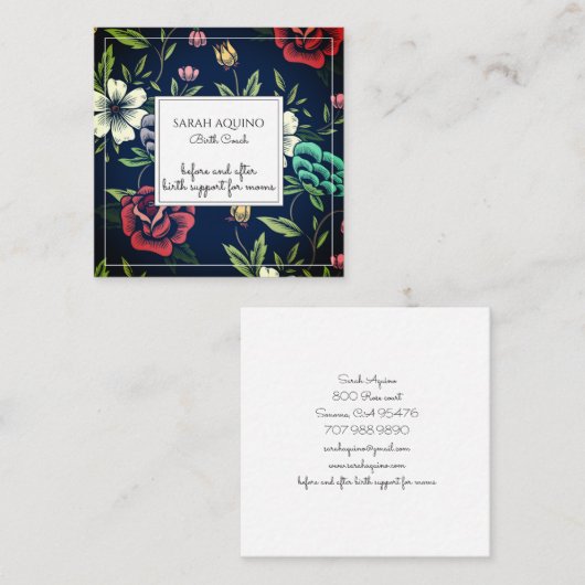 お洒落フローラモノグラムの誕生コーチドゥラ スクエア名刺 (正面/裏面)