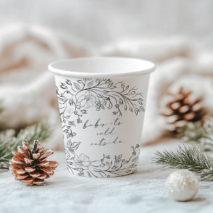 お洒落フローララインアートリースクリスマスベビーシャワー 紙コップ